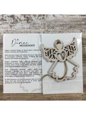 Angel Story Card Wood Christmas Ornament